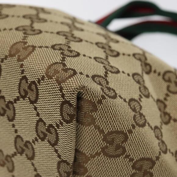 GUCCI GG Canvas Web Sherry Line Hand Bag Beige Silver - Picture 10 of 16
